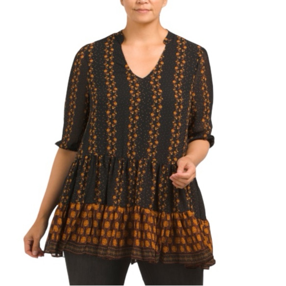 Melloday Floral Peplum Tunic Top